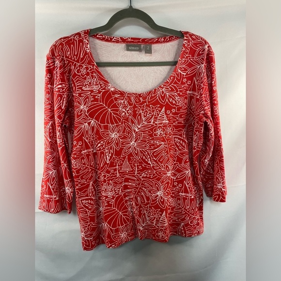 Chico's Tops - Chicos red and white tshirt, so soft and cozy! Very bright red :) size 2
